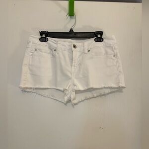 Women's White Denim Cutoff Shorts with Frayed Hem